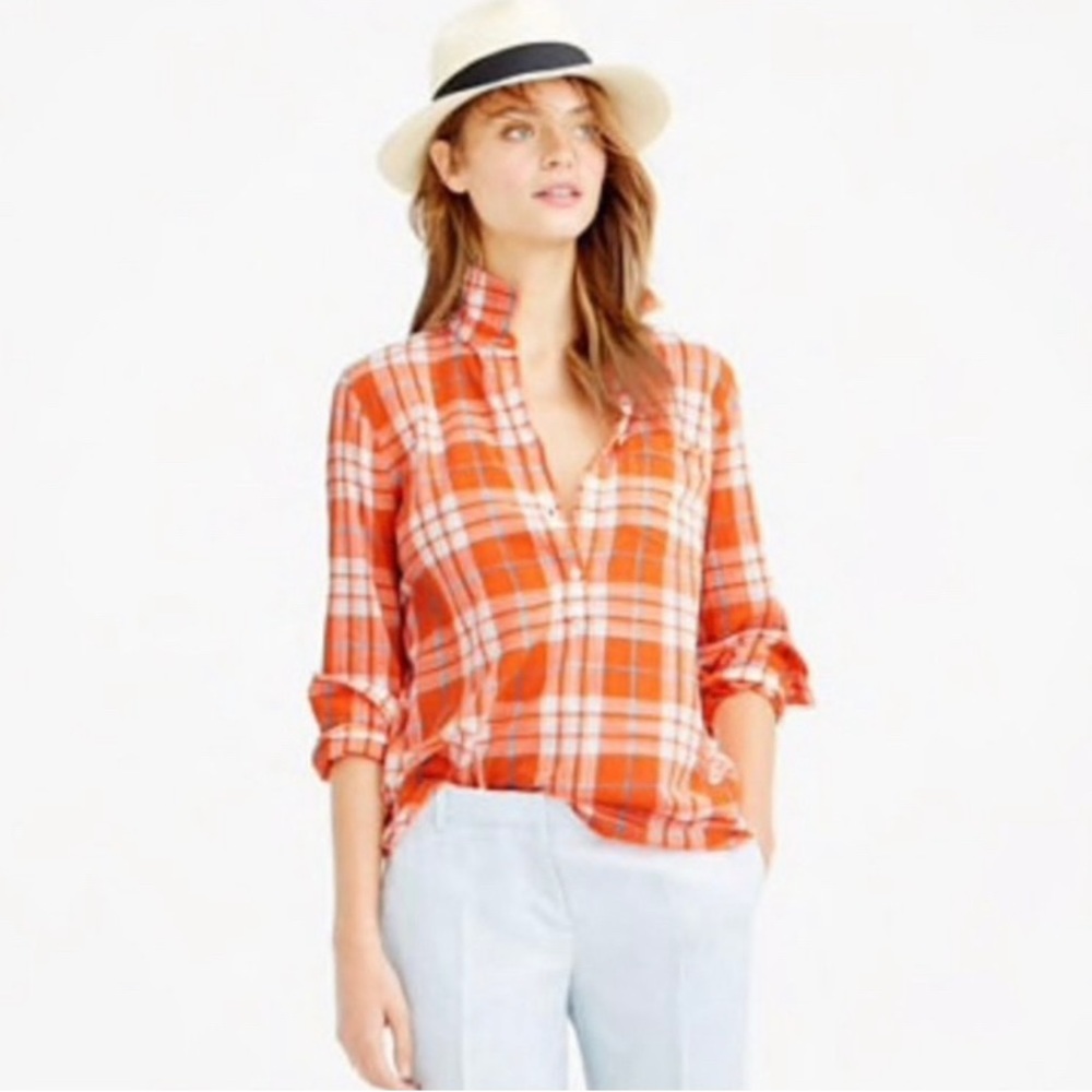 J Crew Gauzy Popover Buttondown 1/2 Buttondown Sh… - image 1